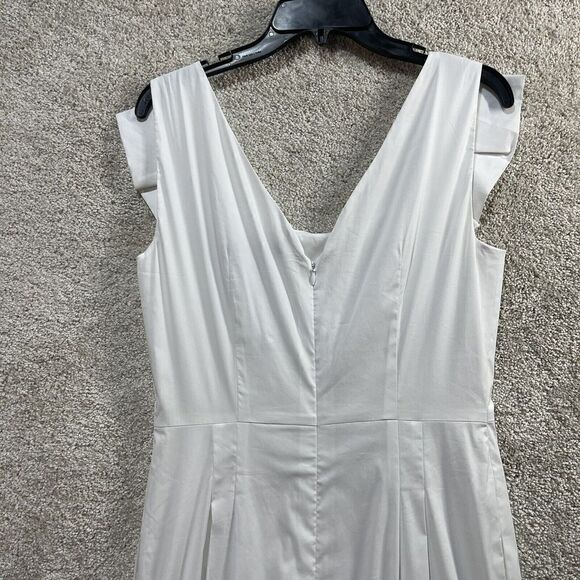 BCBGMAXAZRIA Dress NWOT Women‎ 8 White Collared Sleeveless Sheath Cotton Stretch - Picture 5 of 9